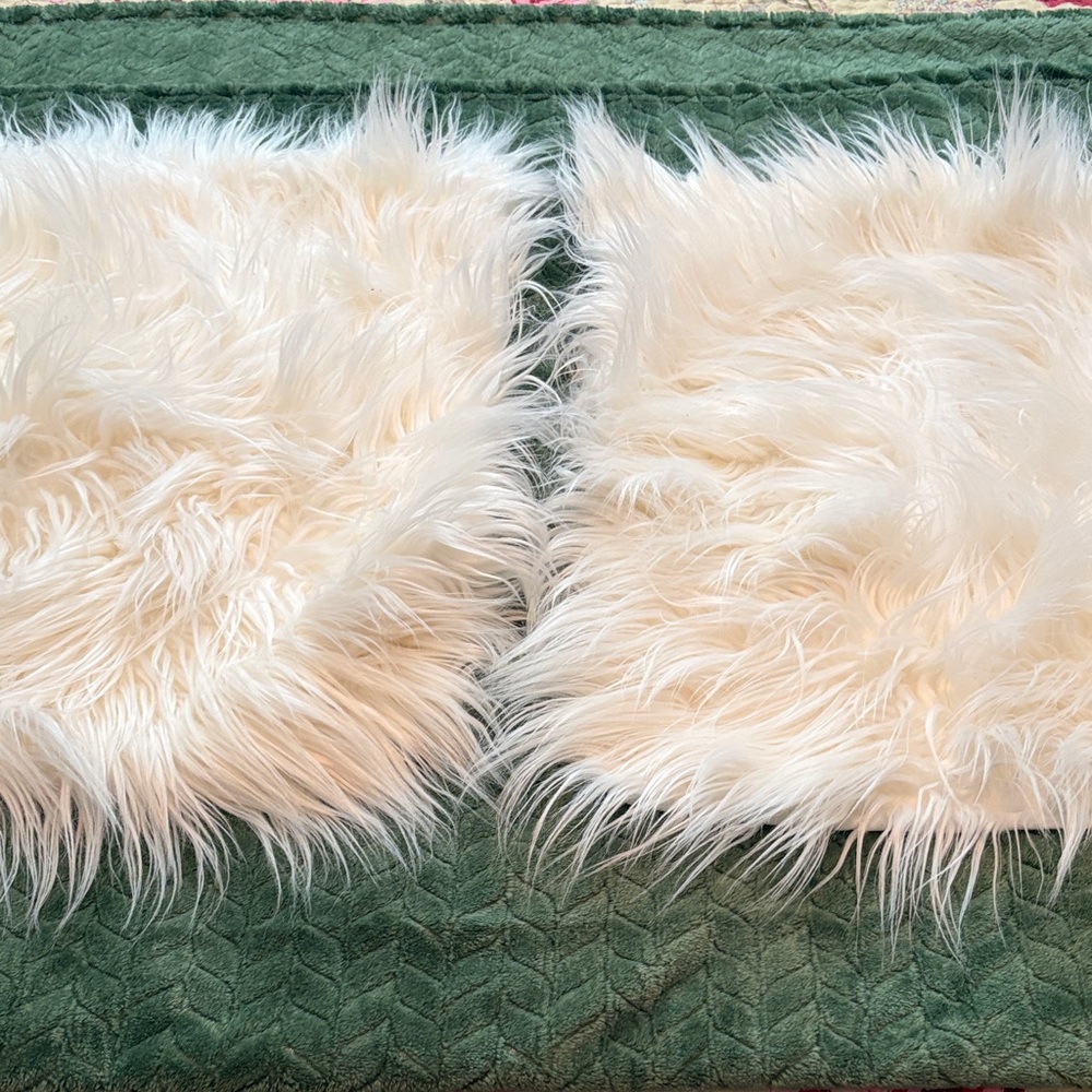 Phantoscope Furry Faux Fur Cream White Pillow Covers Set Of 2